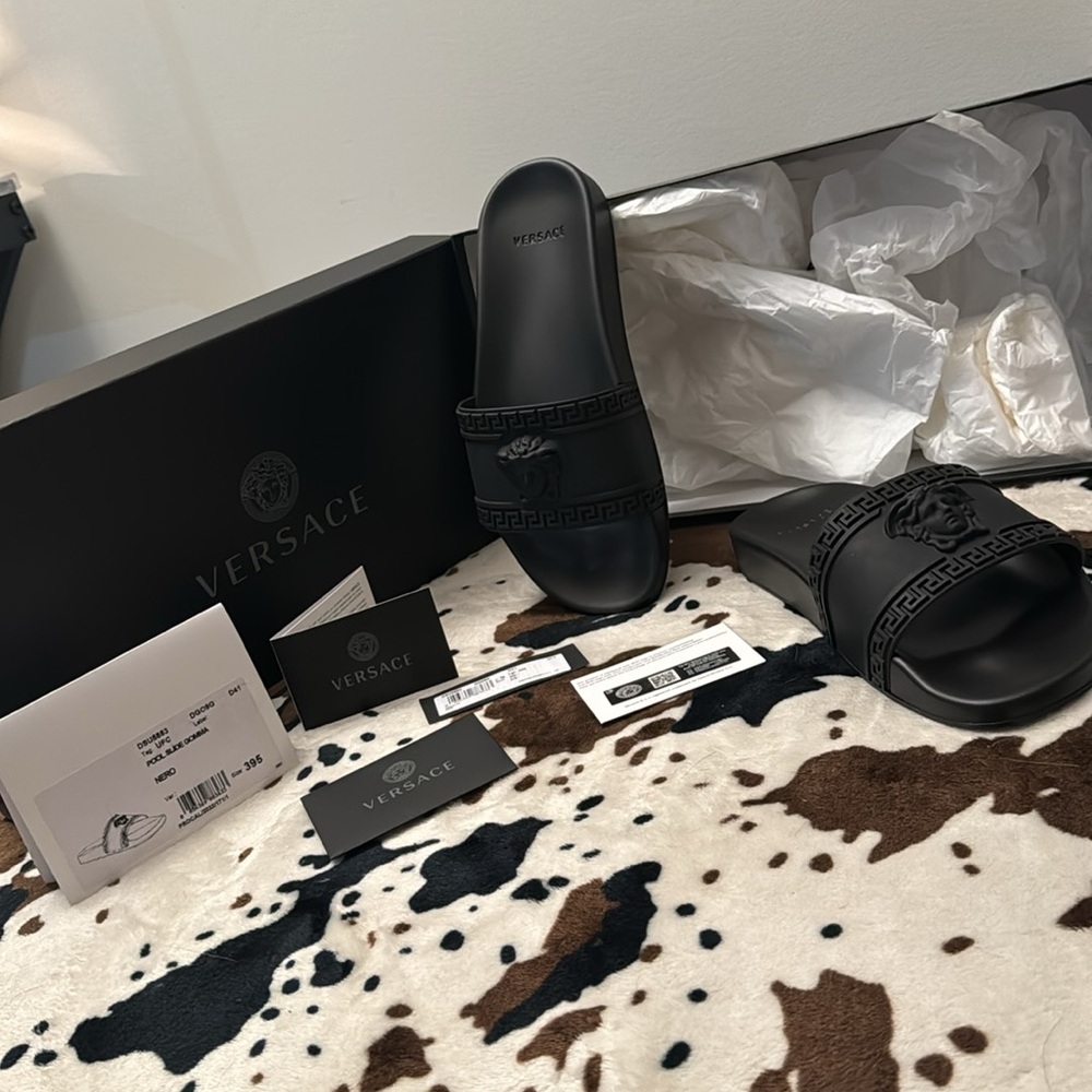 Versace Black Medusa Slide Sandals